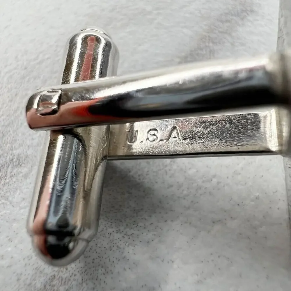 Hickok Vintage Silver Tone Square Scroll Single Cufflink